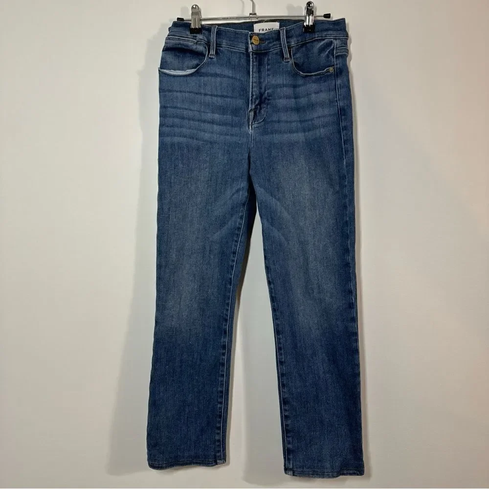 Frame Le High Straight Bestia Mid Wash Jeans size 29
